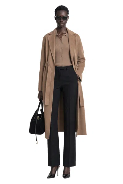 S Max Mara Wool Broadcloth Midi Coat In Brown