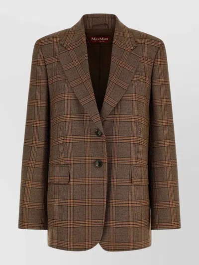 S Max Mara Wool Checked Single-breasted Blazer In Brown