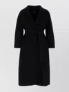 S Max Mara Wool Coat Esturia Waist Belt Knee Length In Black