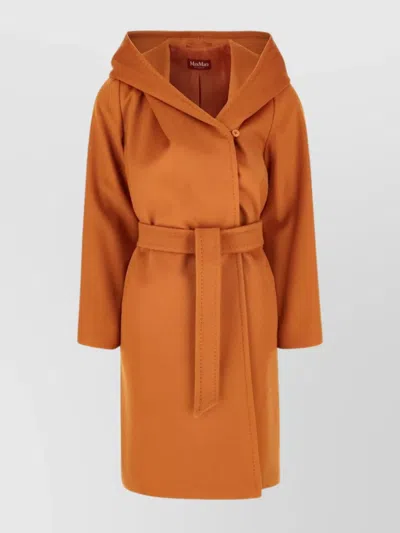 's Max Mara Wool Coat Hood Belt In Orange