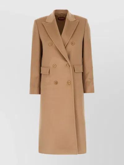 's Max Mara Wool Coat With Back Vent And Decorative Buttons In Brown