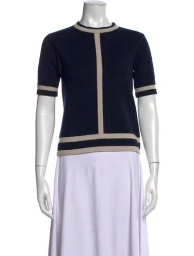 Pre-owned 's Max Mara Wool Colorblock Pattern Top In Black