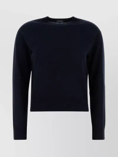 S MAX MARA WOOL CREW NECK SWEATER WITH ELBOW PATCHES