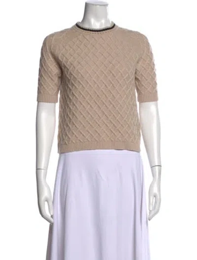 Pre-owned 's Max Mara Wool Crew Neck Top In Neutrals