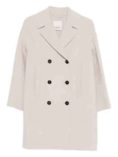 S Max Mara Wool Double-breasted Coat In Beige