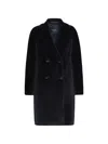 S Max Mara Wool Double-breasted Coat In Blue