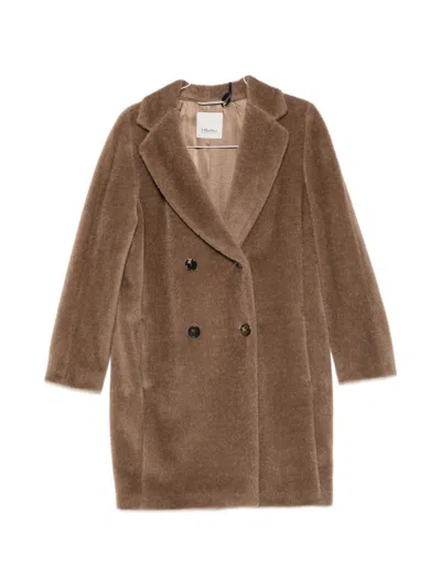 S Max Mara Wool Double-breasted Coat In Brown