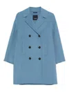 S Max Mara Wool Double-breasted Coat In Sky Blue