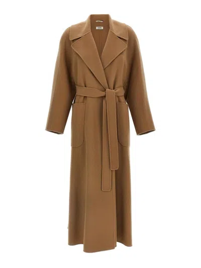 S Max Mara Wool Dressing Gown Coat In Nude