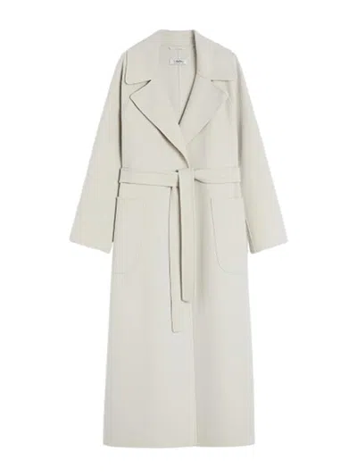 S Max Mara Wool Dressing Gown Coat In White
