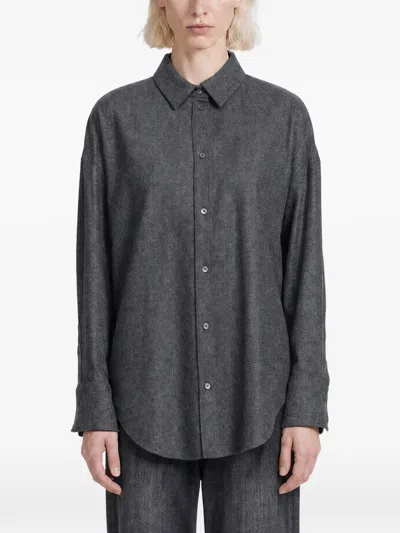 S Max Mara Wool Flannel Shirt In Gray