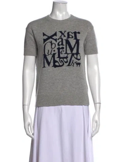 Pre-owned S Max Mara Wool Graphic Print T-shirt In Grey