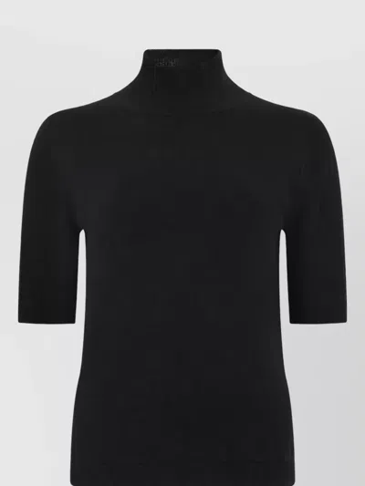 S Max Mara Wool High-neck Short-sleeve Sweater In Black