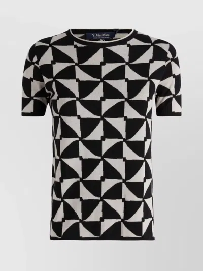S MAX MARA WOOL JACQUARD CREW NECK T-SHIRT