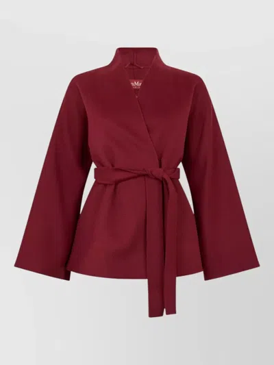 S Max Mara Wool Kimono Style Mid Length Jacket In Red