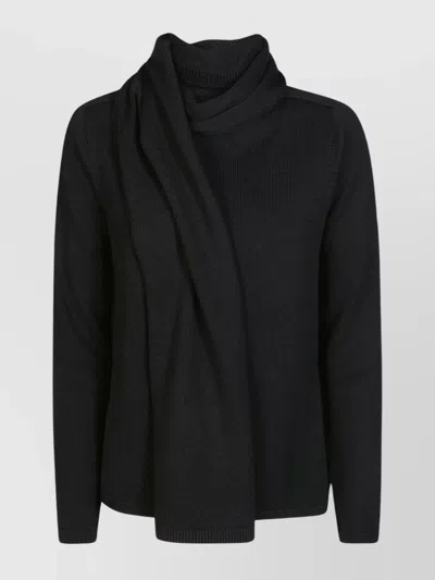 's Max Mara Wool Knitwear And Scarf Detail In Black