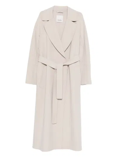S Max Mara Wool Long Coat In Beige