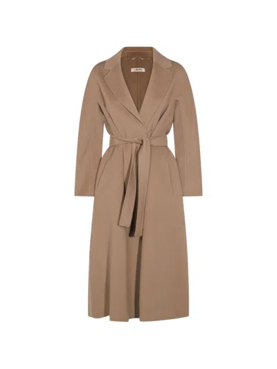 S Max Mara Wool Long Coat In Beige