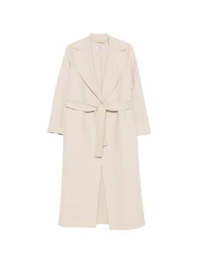 S Max Mara Wool Long Coat In Beige