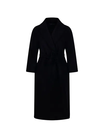 S Max Mara Wool Long Coat In Black