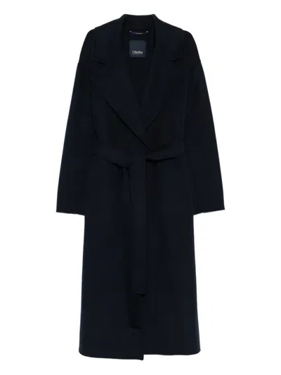 S Max Mara Wool Long Coat In Blue