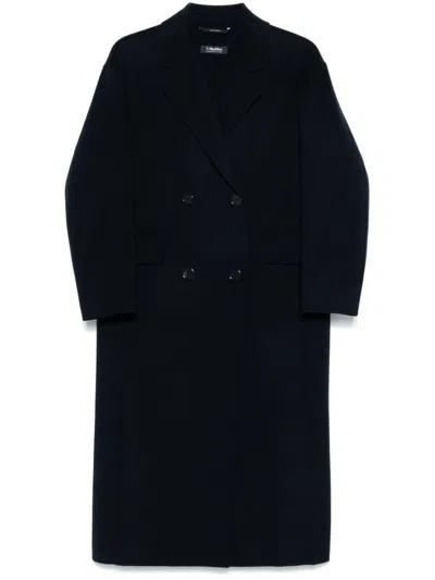 S Max Mara Wool Long Coat In Blue