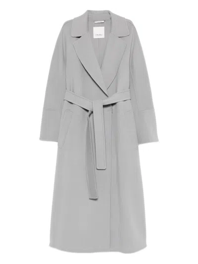 S Max Mara Wool Long Coat In Blue