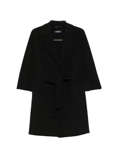 S Max Mara Wool Midi Coat In Black
