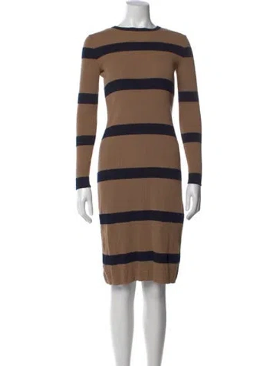 Pre-owned 's Max Mara Wool Midi Length Dress In Brown