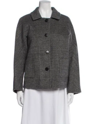 Pre-owned S Max Mara Wool Plaid Print Blazer In Black