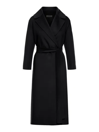 S Max Mara Wool Robe Coat In Black