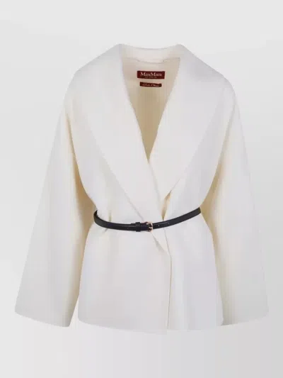 S Max Mara Wool Silk Cashmere Fitted Jacket In White