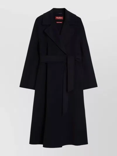 S Max Mara Wool Silk Cashmere Wrap Coat In Black
