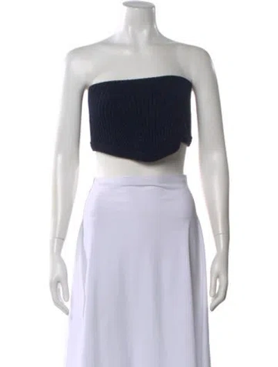 Pre-owned S Max Mara Wool Strapless Crop Top In Blue