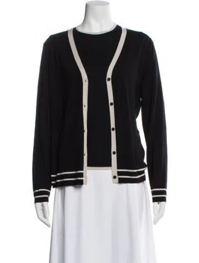 Pre-owned S Max Mara Wool Striped Set In Black