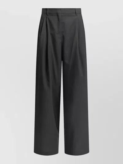 S Max Mara Wool Tailoring Trousers Wide Leg Design In Black