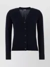 S Max Mara Wool V-neck Cardigan With Elbow Patches In Blue