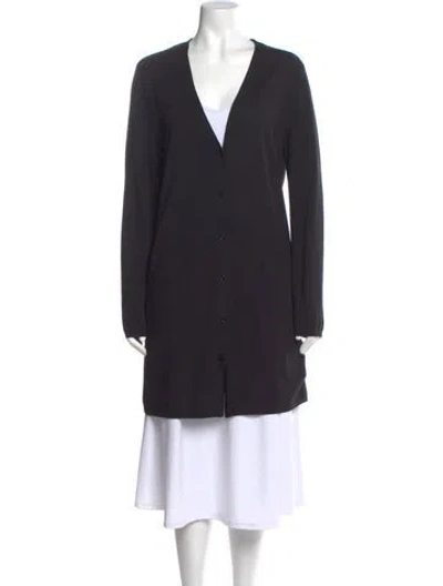 Pre-owned 's Max Mara Wool V-neck Sweater In Black
