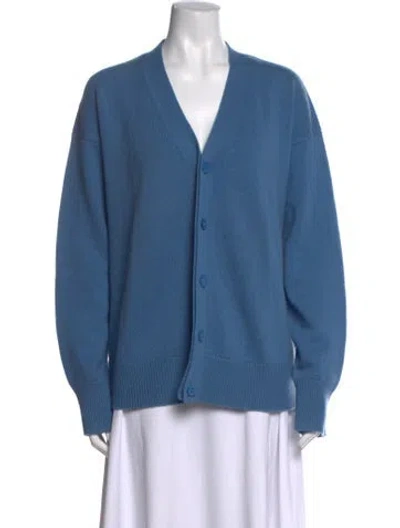 Pre-owned S Max Mara Wool V-neck Sweater In Blue