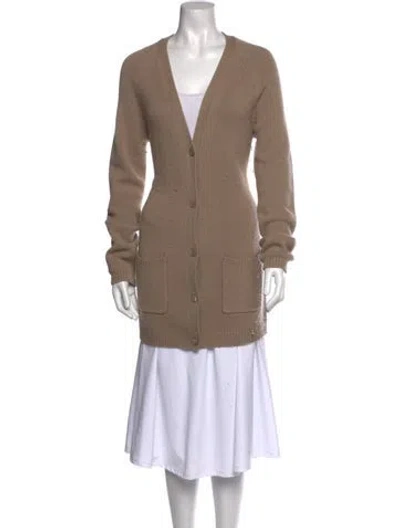 Pre-owned S Max Mara Wool V-neck Sweater In Neutrals