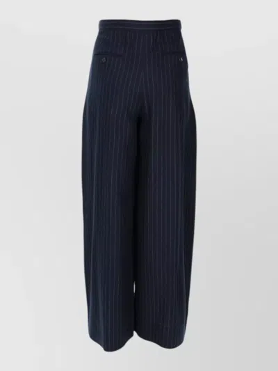 S Max Mara Wool Wide-leg Trousers In Blue