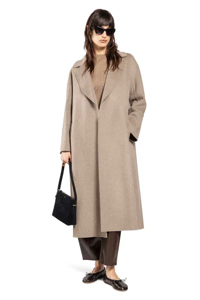 S Max Mara Wool Wrap Coat In Beige