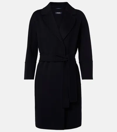 S Max Mara Wool Wrap Coat In Black