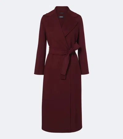 S Max Mara Wool Wrap Coat In Burgundy