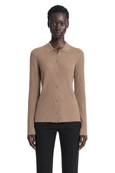 S Max Mara Woollen Yarn Fitted Cardigan In Brown
