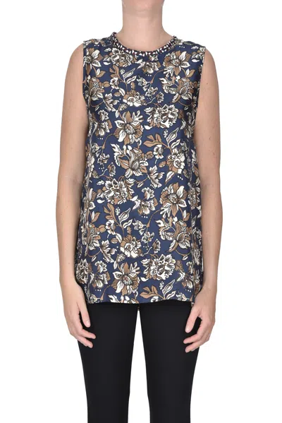 S Max Mara Xiria Silk Top In Blue