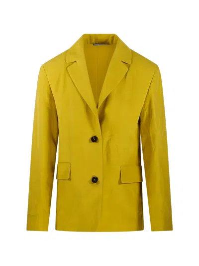 's Max Mara Linen Single-breasted Blazer In Yellow