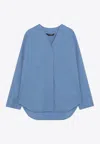S Max Mara Yole Loose V-neck Shirt In Light Blue
