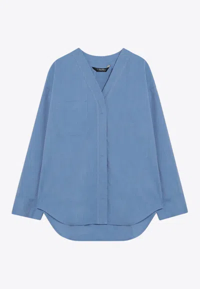 's Max Mara Yole Loose V-neck Shirt In Light Blue