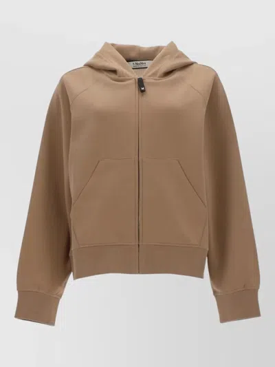S Max Mara Felpa Alma Con Zip E Cappuccio In Brown